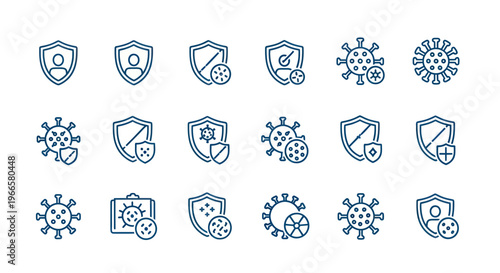 Set of vector illustrations representing protection against viruses and diseases