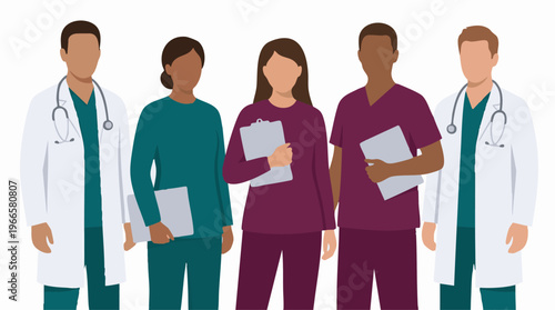 Diverse Medical Team: Doctors and Healthcare Professionals Standing Together