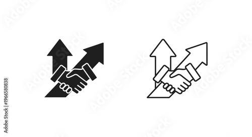 Partnership Growth Arrow Up Icons Vector