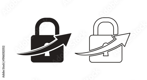 Padlock Security Icons with Arrows Vector