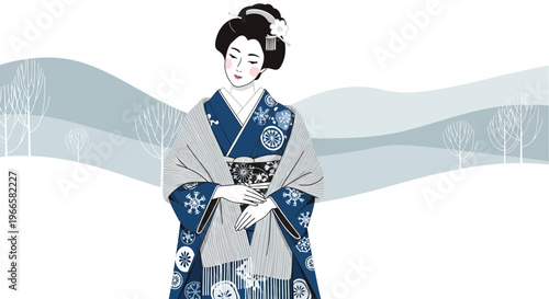 Geisha in Winter Kimono