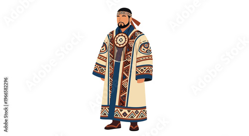 Indigenous Man in Traditional Sami Clothing
