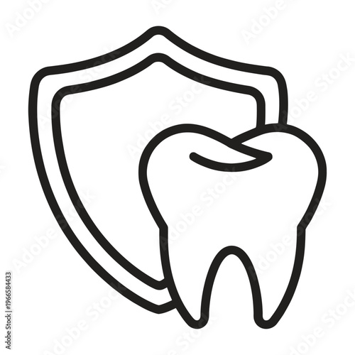 Vector of a shield protecting a human tooth in a dental health context