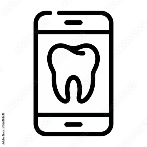 Vector of a smartphone screen displaying a tooth icon