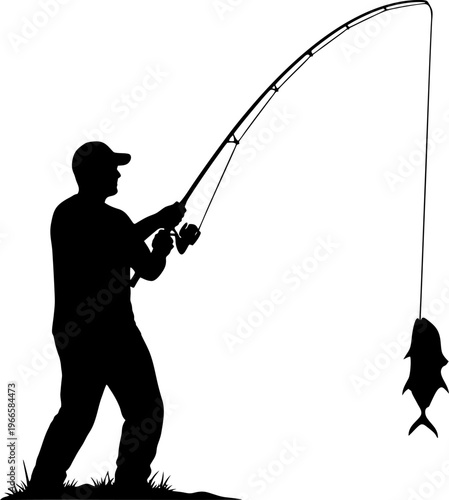 silhouette of a fisherman vector 