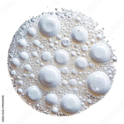 Abstract macro texture of white bubbles and isolated on transparent background