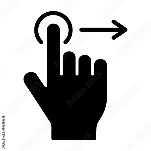 Vector of a hand swiping right with an arrow