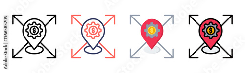 Business Expansion icon sheet multiple style collection