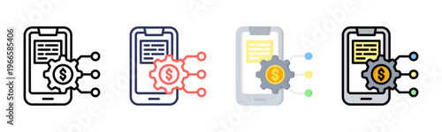 Fintech icon sheet multiple style collection