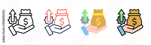 Profitability icon sheet multiple style collection