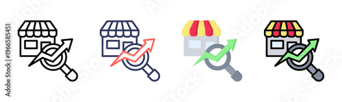 Market Research icon sheet multiple style collection