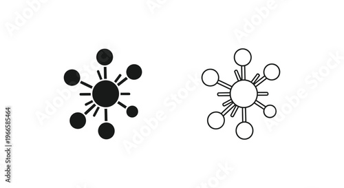 Molecular Structure Black and White Icons Vector