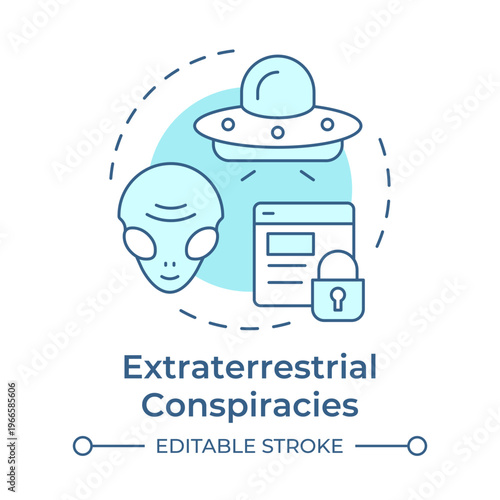 Extraterrestrial conspiracies soft blue concept icon. Secret information, social media. Round shape line illustration. Abstract idea. Graphic design. Easy to use in article, blog post