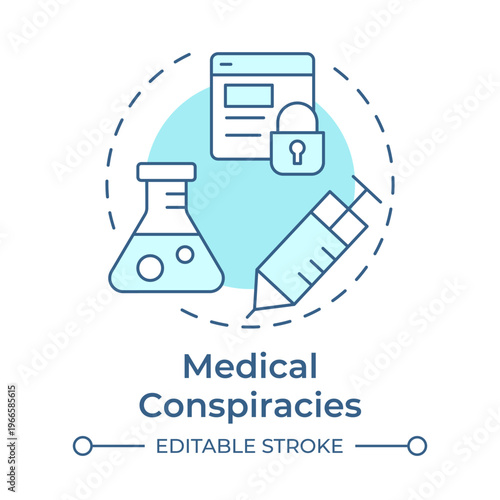 Medical conspiracies soft blue concept icon. Hiding information, laboratory research. Round shape line illustration. Abstract idea. Graphic design. Easy to use in article, blog post