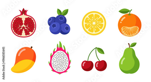 Vibrant assortment of colorful fruits isolated vector illustration