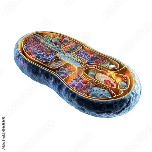Mitochondrion structure detailed 3D model isolated on transparent background