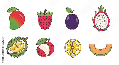 Vibrant assortment of fresh fruits mango raspberry plum and more