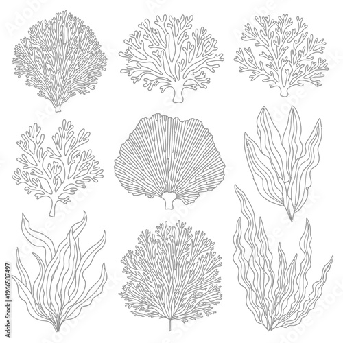 A collection of tree and plant silhouettes featuring various shapes and textures, representing natural diversity. Perfect for environmental themes, landscaping designs, and eco-friendly branding, thes