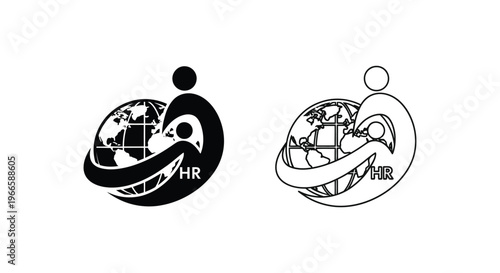 HR Global Business Logo Design Vector