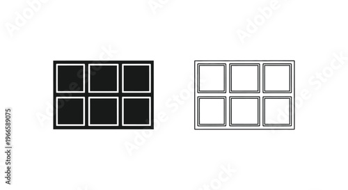 Black and White Window Grid Patterns Vector