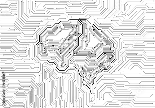 Technological brain. Circuit board. Technology background. Vector illustration