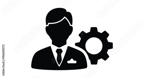 Businessman with gear icon, symbolizing industry and innovation Vector