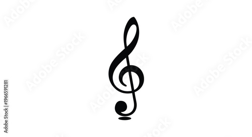 A black treble clef symbol is displayed on a white background.