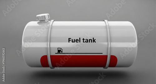 Fuel Tank Illustration - White Cylinder with Red Section and Straps.