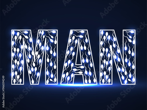 Sperm of word Man. Vector illustration