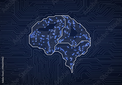 Technological brain. Circuit board. Technology background. Vector illustration