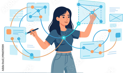 Woman presents business strategy with charts and graphs in office
