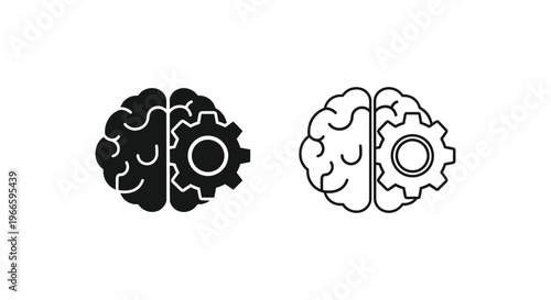 Gear Brain Concepts Black White Vector