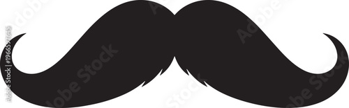 Vintage curly handlebar mustache silhouette icon for grooming design.