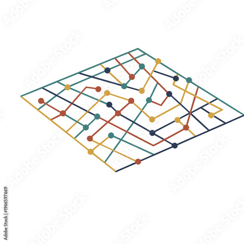 A vibrant network diagram illustrates connections on a grid background