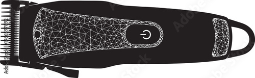 Electric hair clippers with power button and mesh texture.