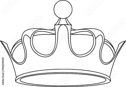 Royal crown outline, detailed design on transparent background.