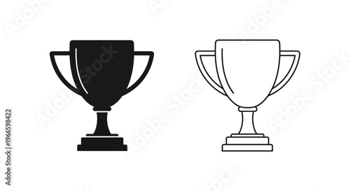 Trophy Cup Awards Black and White Line Art Vector