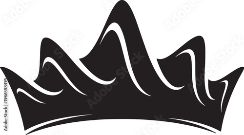 Abstract wavy crown silhouette isolated on transparent background vector.