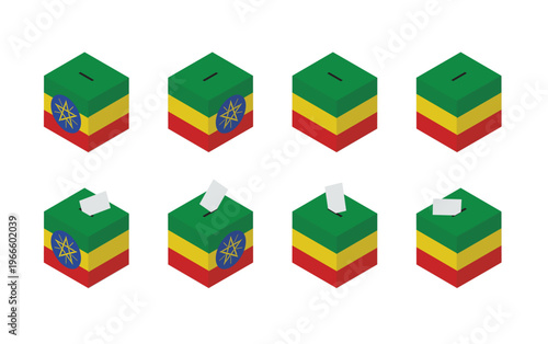 Ethiopia Election Ballot Box Vector Isometric
