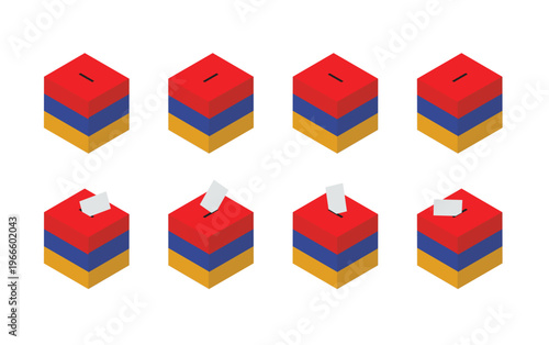 Armenia Election Ballot Box Vector Isometric