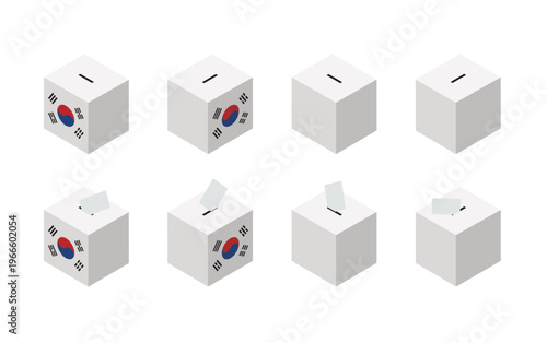 South Korea Election Ballot Box Vector Isometric