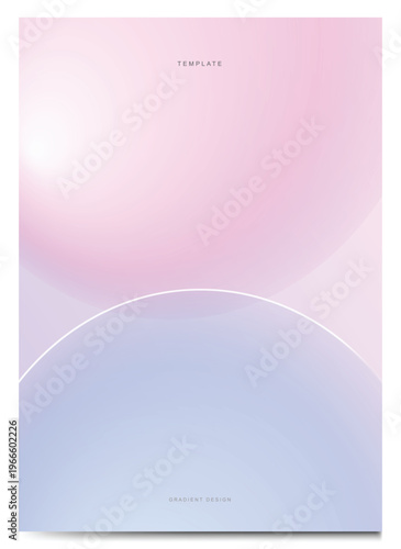 Elegant abstract poster template with soft pink and blue pastel gradient. Blurred 3D spherical background vector layout for modern cover and presentation.
