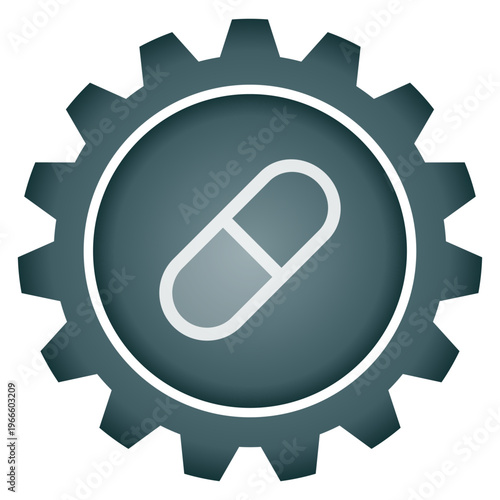 Medicine capsule pill pharmaceutical health gear icon vector png