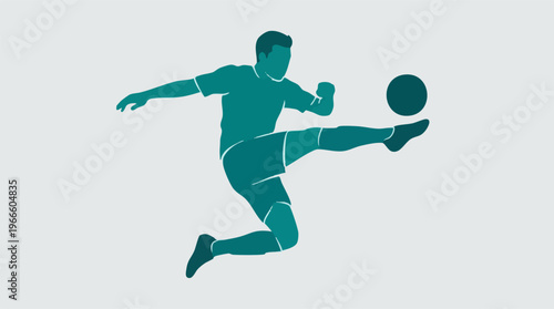 Dynamic vector illustration of a soccer player kicking the ball