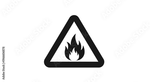 Black fire hazard warning sign symbol isolated on white background representing danger and caution