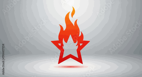 Fiery Star Icon with Glowing Flames on a Subtle Gradient Background