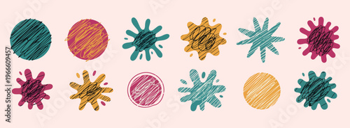 Abstract color splashes and shapes, Artistic paint stroke textures, Modern graphic design elements, Creative ink blot illustrations, Hand-painted decorative shapes set, Vibrant artistic background ele