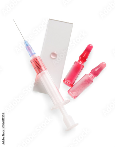 Ampules with red liquid, sy...