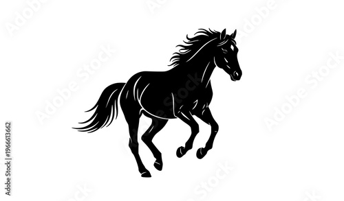 Powerful Running Horse Silhouette Vector Logo Icon