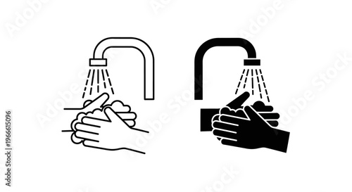 Essential Hand Washing Hygiene Icons for Health and Cleanliness. Vector illustrations emphasizing proper hand cleaning for germ and disease prevention
